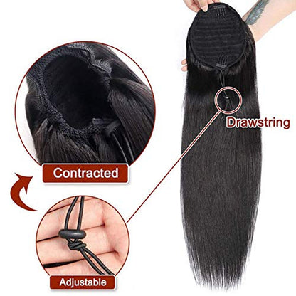 Ponytail Human Hair Extensions | Straight hair ponytail | EM Wigs