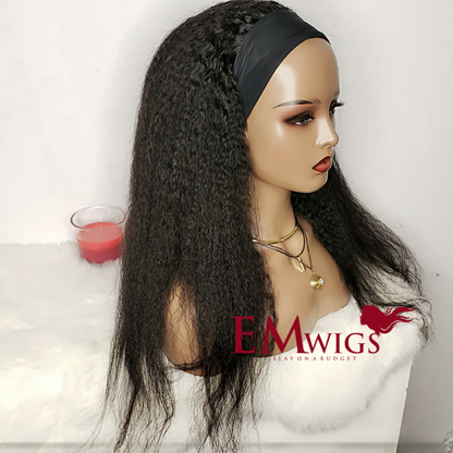Human Hair Kinky Straight Headband Wig | EM Wigs