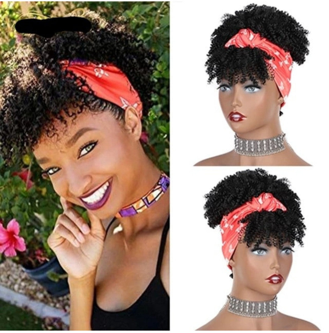 Human Hair Wigs with Headbands | Afro Headband Wig | EM Wigs