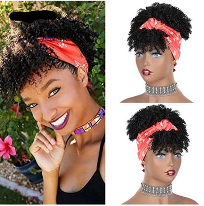 Human Hair Wigs with Headbands | Afro Headband Wig | EM Wigs