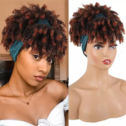 Multi-colored hair Afro headband wig