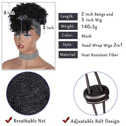 Multi-colored hair Afro headband wig