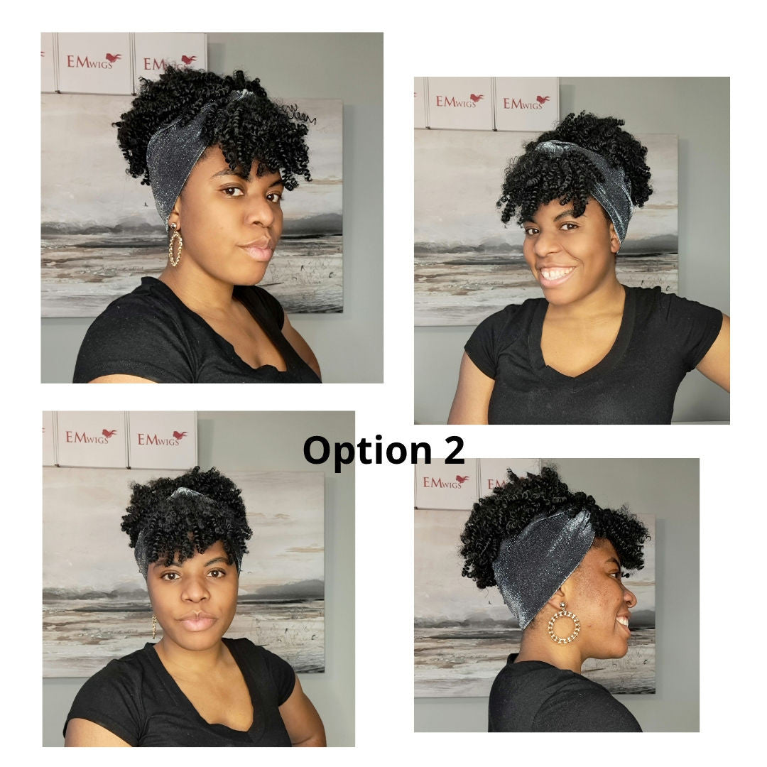 Human Hair Wigs with Headbands | Afro Headband Wig | EM Wigs