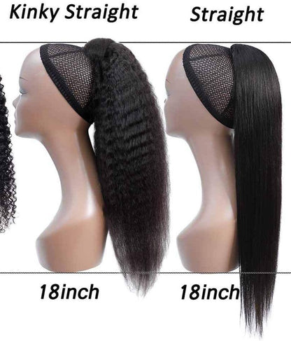 Kinky Ponytail Human Hair | Kinky Straight Ponytail | EM Wigs