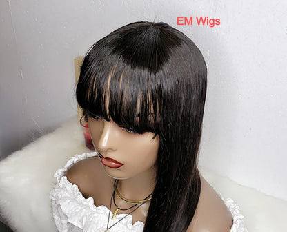 Luxury Human Hair Wigs | Fringe Hair Wig | EM Wigs