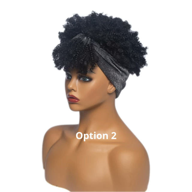 Human Hair Wigs with Headbands | Afro Headband Wig | EM Wigs