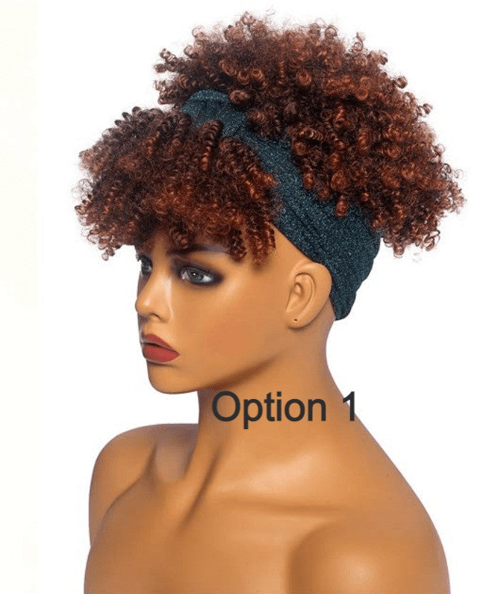 Multi-colored hair Afro headband wig